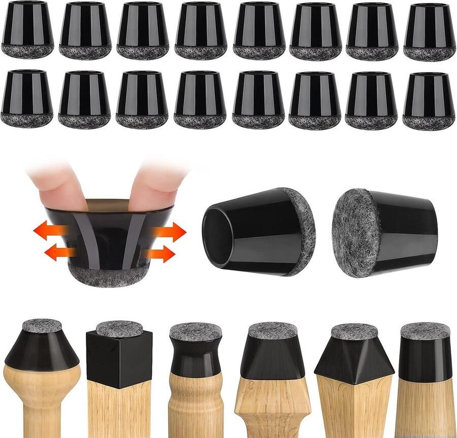 Beschermdoppen voor stoelpoten 16 stuks Rubberen viltdoppen Geluiden en krassen elimineren Stoelen Kleine stoelpootdoppen stoelpootbeschermers