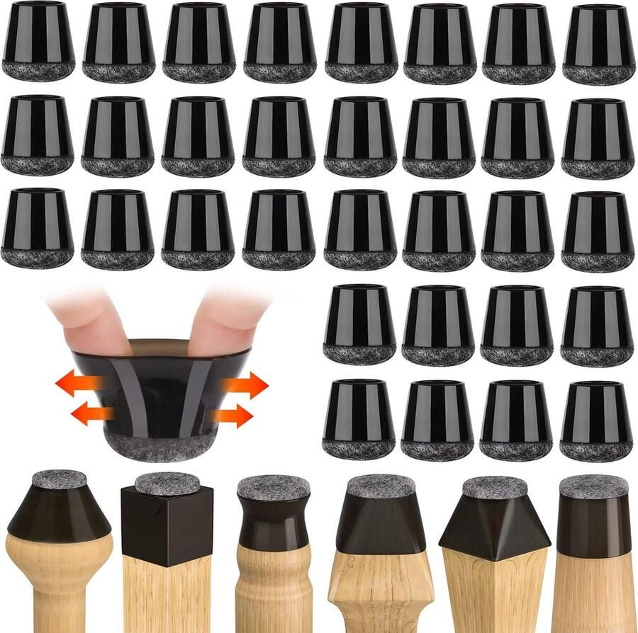Beschermdoppen voor stoelpoten 32 stuks verdikte vilten stoelpootdoppen geluiden en krassen elimineren kleine stoeldoppen 14 mm-20 mm