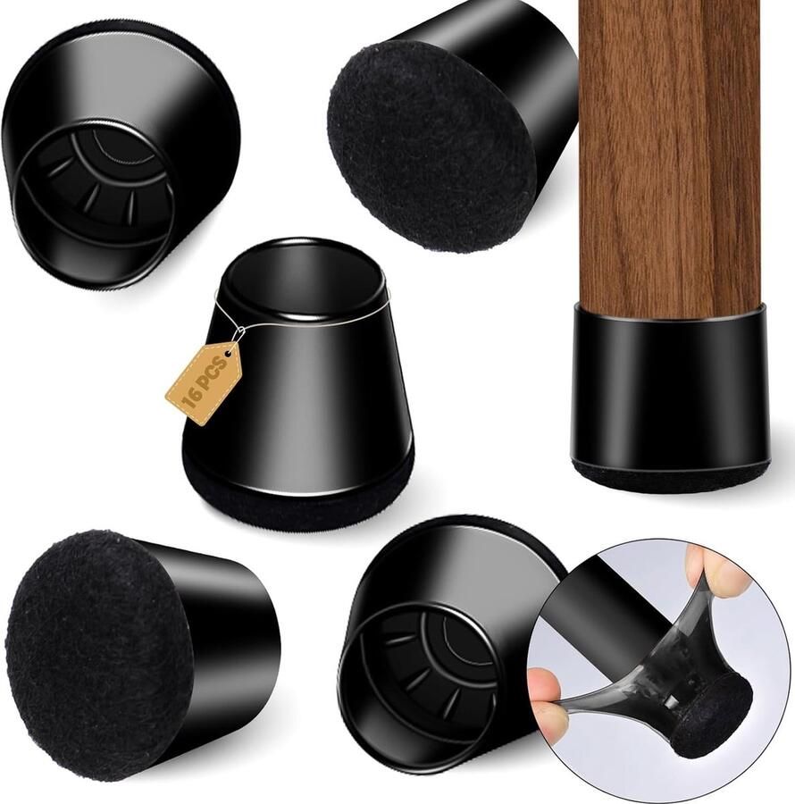 Luvetrex Beschermende Stoelpootdoppen met Vilt voor Geluidsloze en Krasvrije Stoelverplaatsing