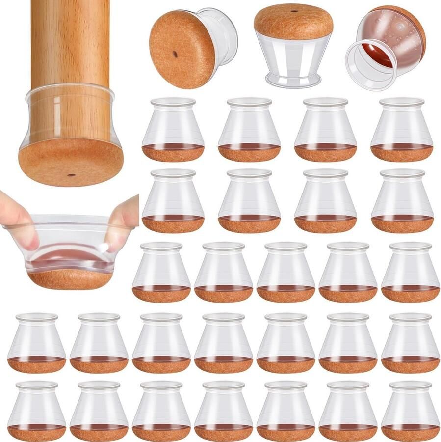 Beschermende Stoelpootdoppen Van Siliconen Met Gevoerde Viltglijders Set Van 32 Stuks Voor Stoelen