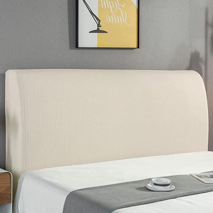 Beschermer hoofdbord eenkleurig design rekbaar wasbaar effen slaapkamer wit 150 cm