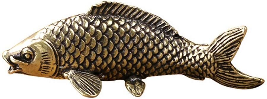 BESPORTBLE Chinese Feng Shui Vis Beeld Figuur Beeldje Messing Arowana Gouden Vis Rijkdom Geluksschat Sculptuur Bureau Ornament voor Thuis Kantoor Decoratie Cadeaus Gouden