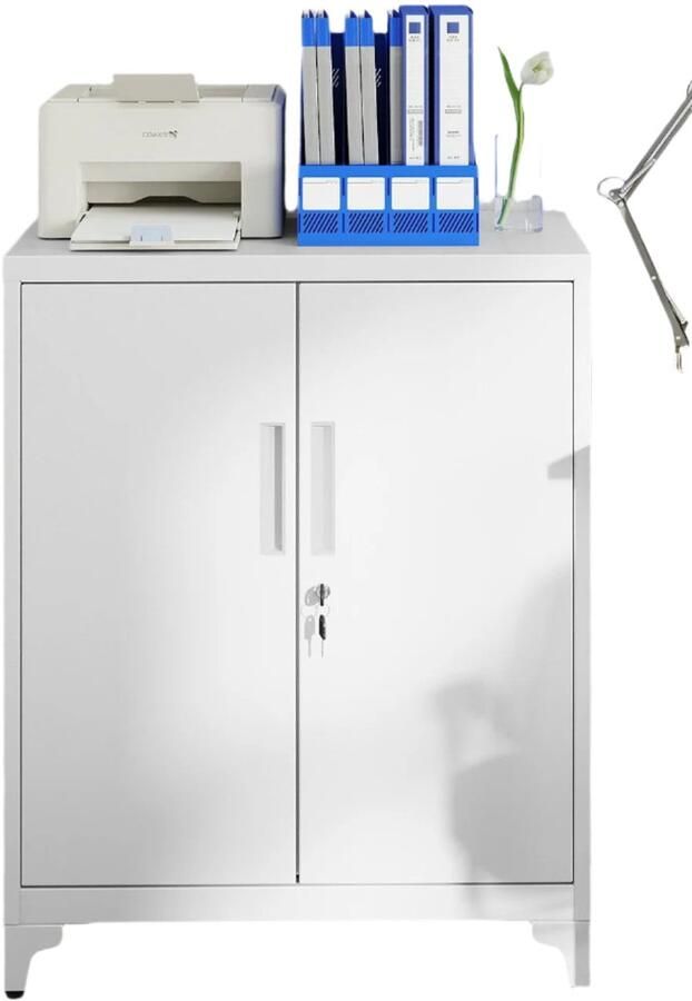 File Cabinet Multi-purpose Cabinet Office Cabinet Steel Construction 40 x 80 x 90 cm Secure & Durable Matt Gray Finish