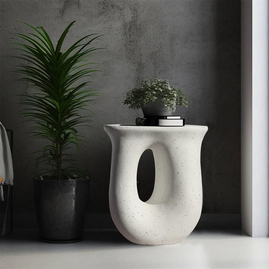 Betaalbare Goederen Bijzettafel Wit U-vormige bijzettafels bijzettafeltjes woonkamer bijzet tafel beton slaapkamer woonkamer