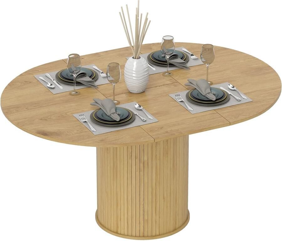 Betaalbare Goederen Eettafel Luxe Houtskleur Onderstel Marmer Look Rond Meubels eettafel rond eettafel bruin