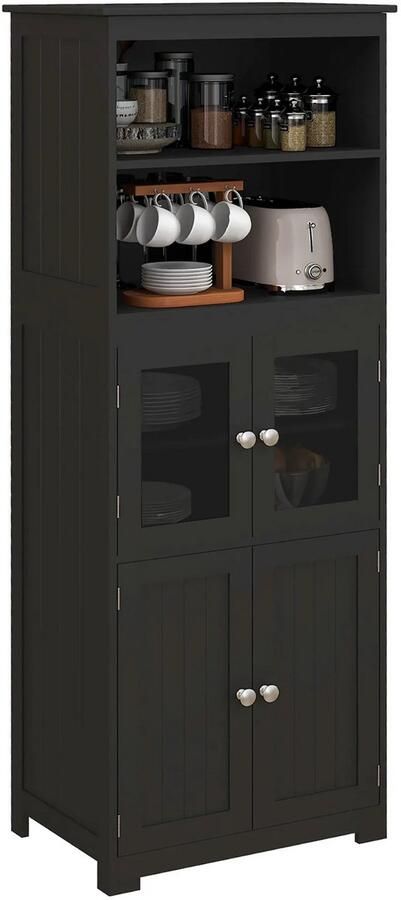 Betaalbare Goederen keukenkast zwart dressoir opbergkasten met deuren buffetkast keukenblok keukendressoir keuken