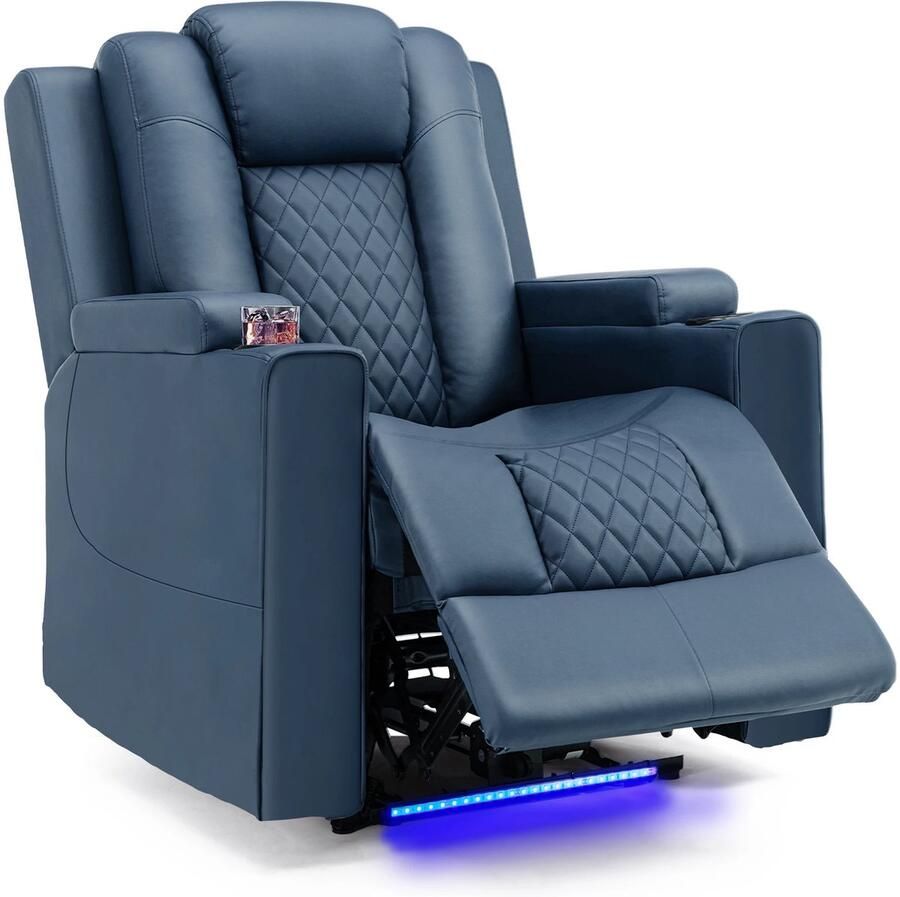 Betaalbare Goederen massagestoel blauw leer massagestoel elektrisch massage stoel Relaxfauteuil woonkamer -thuisbioscoop