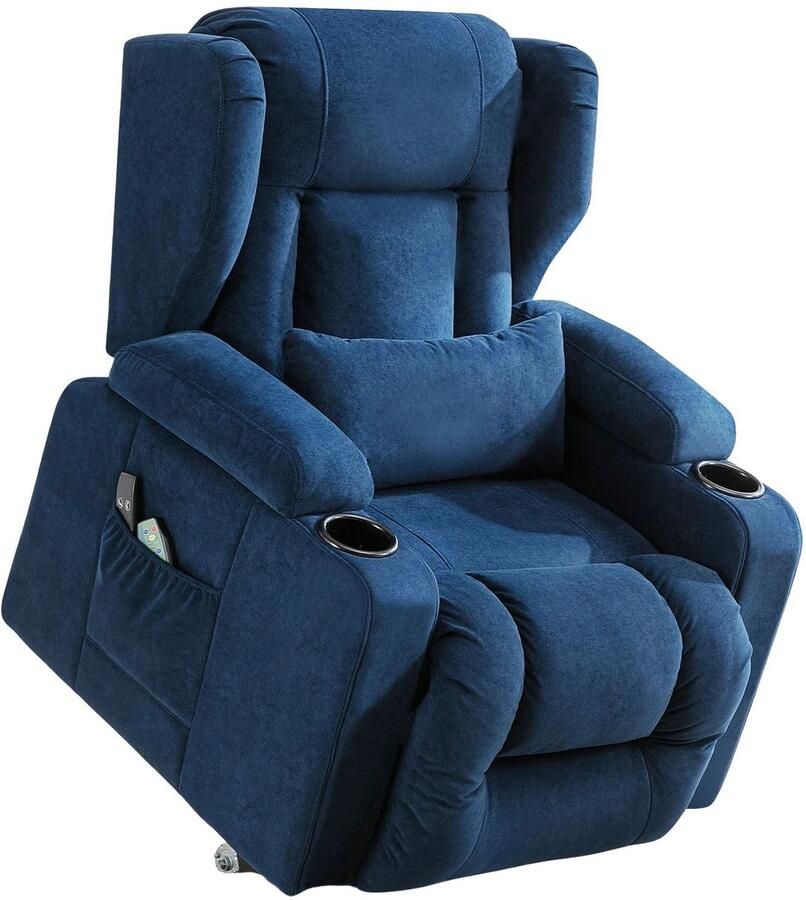 Betaalbare Goederen massagestoel blauw stof massagestoel elektrisch massage stoel Relaxfauteuil woonkamer -thuisbioscoop