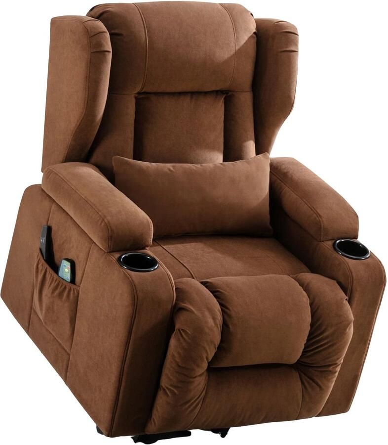 Betaalbare Goederen massagestoel bruin stof massagestoel elektrisch massage stoel Relaxfauteuil woonkamer -thuisbioscoop