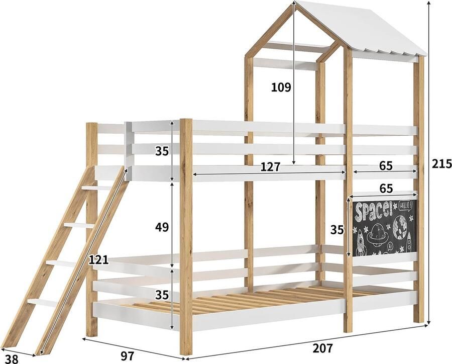 Betaalbare Goederen Peuterbed 90x200cm Tweepersoonsbed Kinderbed Stapelbed Voor Kinderen Hoogslaper Met Glijbaan