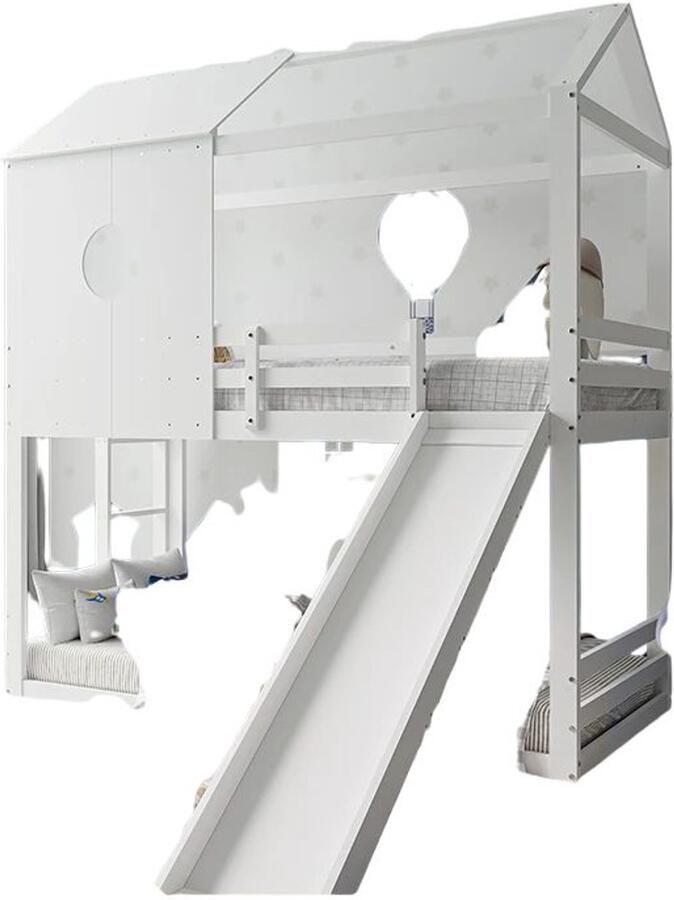 Betaalbare Goederen Peuterbed 90x200cm Tweepersoonsbed Kinderbed Stapelbed Voor Kinderen Hoogslaper Met Glijbaan