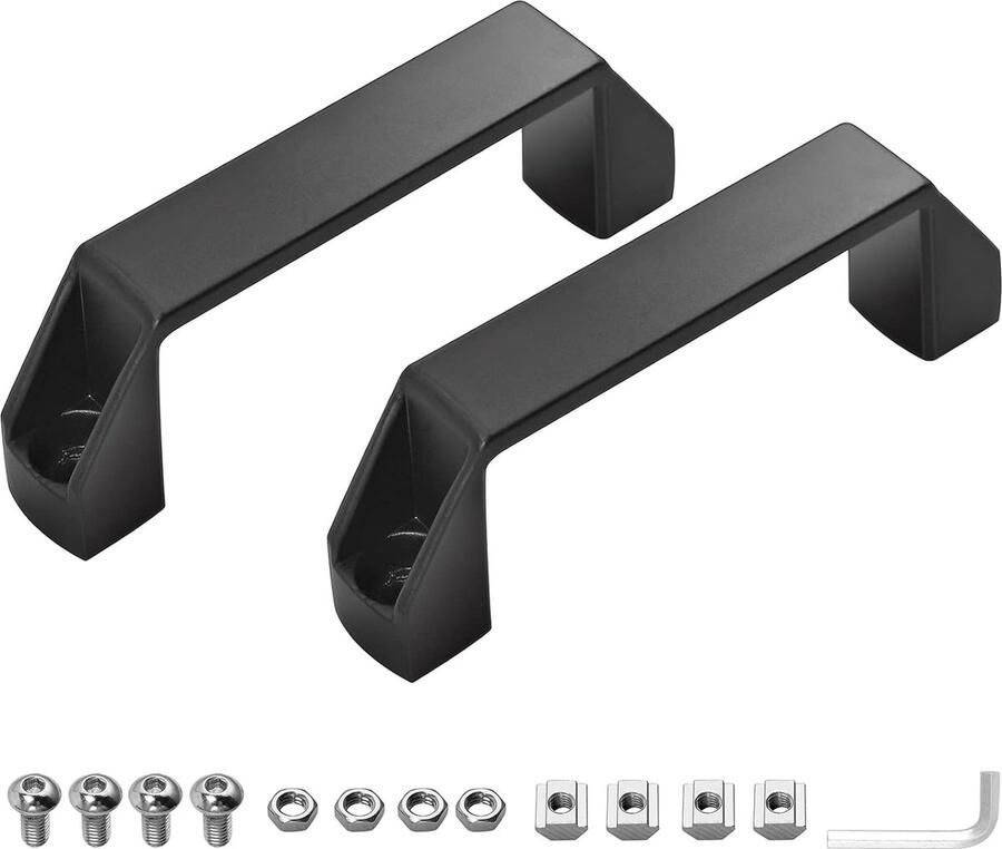 Beugelgreep 2 stuks handgreep van aluminiumlegering met T-moer schroeven moeren sluitring moersleutel handgreep voor aluminium profiel (boorgatafstand: 90 mm)