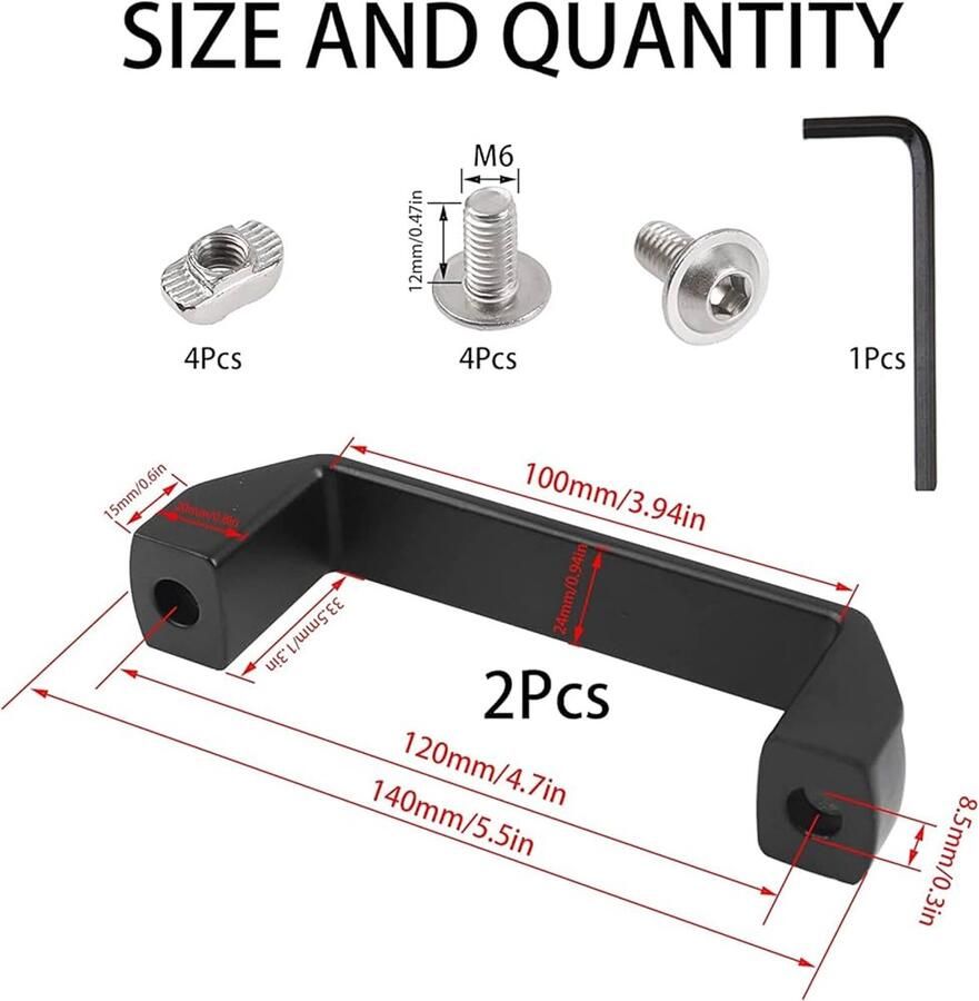 Beugelgreep Aluminium handgrepen set van 2 zwart