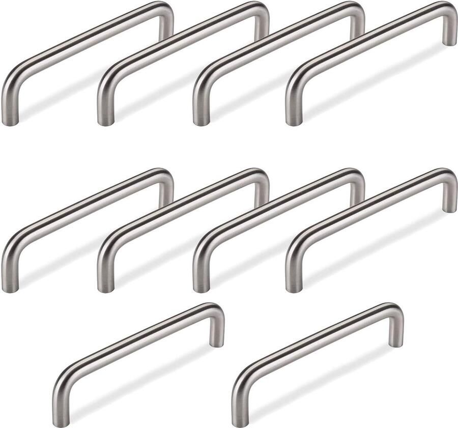 Beugelgrepen echt roestvrij staal massief 10 mm BA 128 mm meubelgrepen kastgrepen 10 stuks