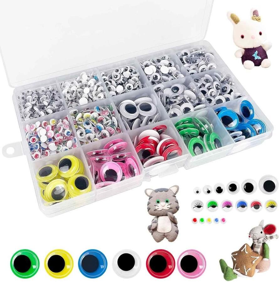 Bewegende ogen Zelfklevende kunststof wiggle ogen 1500 stuks Creatieve geschenken scrapbooking doe-het-zelf Speelgoedaccessoires 4 5 6 7 8 10 15 mm