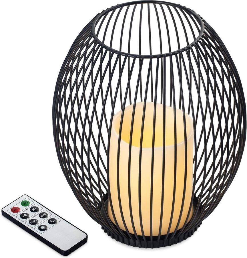 Bewegende vlam LED-kaars Metalen houder Tafellamp op batterijen met afstandsbediening 175 x 175 x 195 cm Medium kaarsen op batterijen