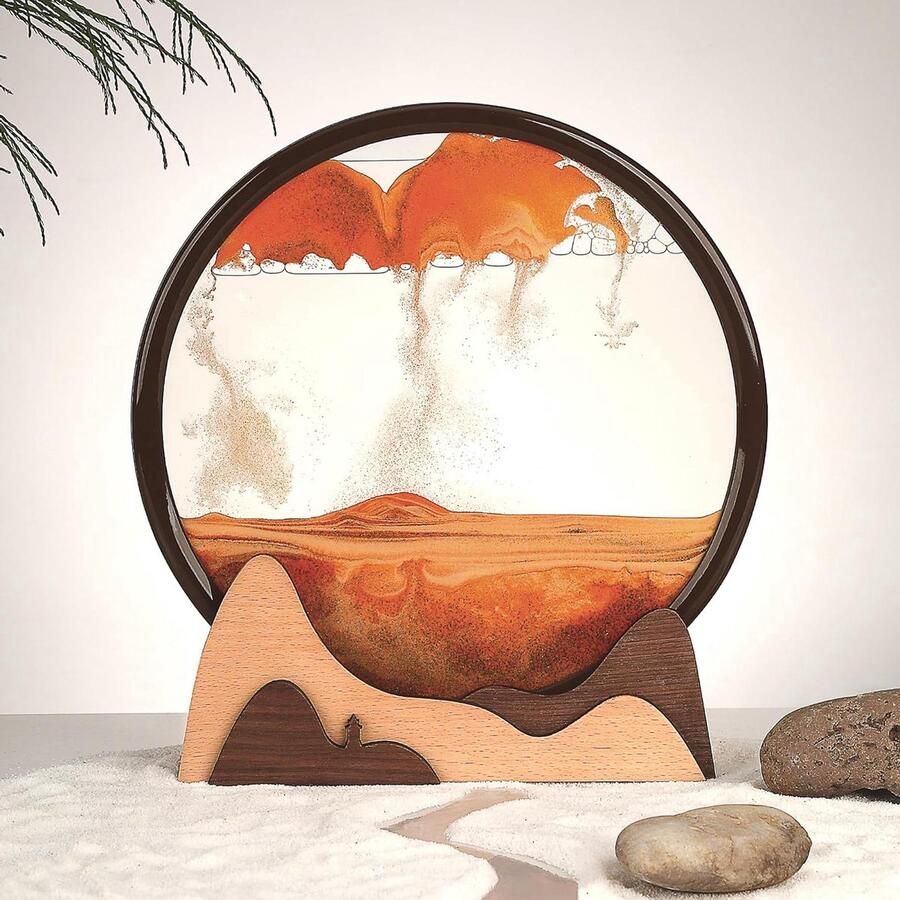 Bewegende Zand Kunst Bureau Decor 1 stuk Hout 30 cm