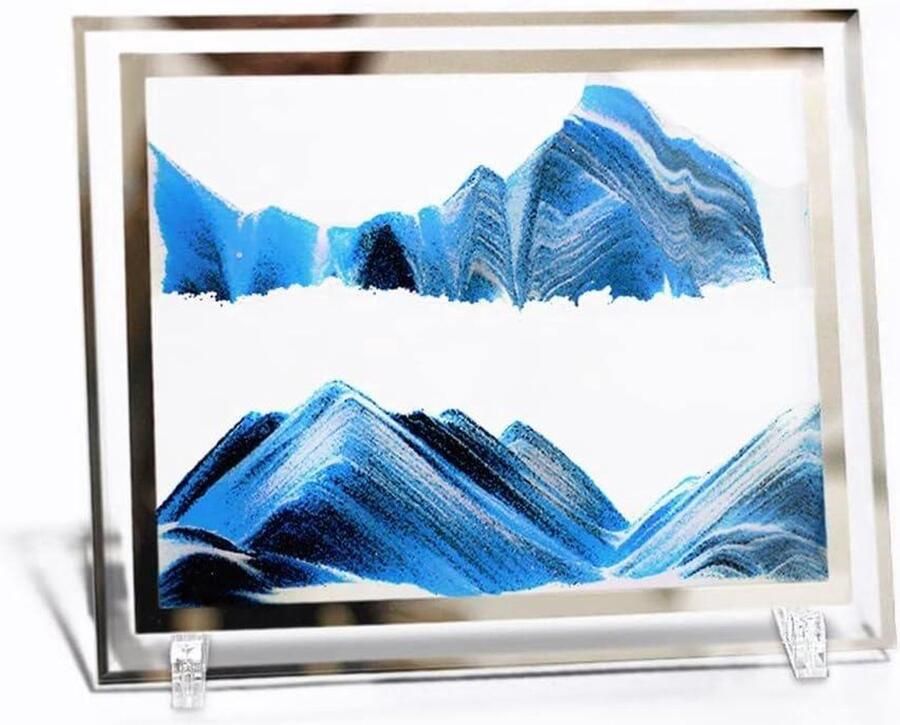 Bewegende Zandkunstfoto Dynamische Zandkunst Relaxende Bureau Decoratie 1 stuk Rechthoekig Glas