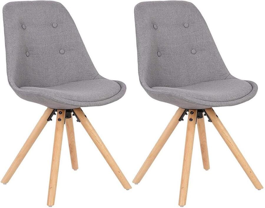 Bolt Edge Bezoekersstoel Grijze Stof Houten poten Set van 2 Deluxe Eetkamerstoel Zithoogte 46cm