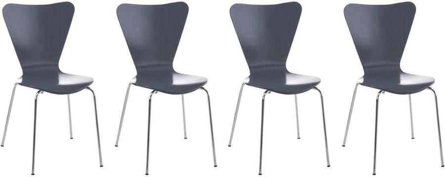 Bezoekersstoel Set 4x Gaststoel Ergonomisch Comfort Stapelbaar Design