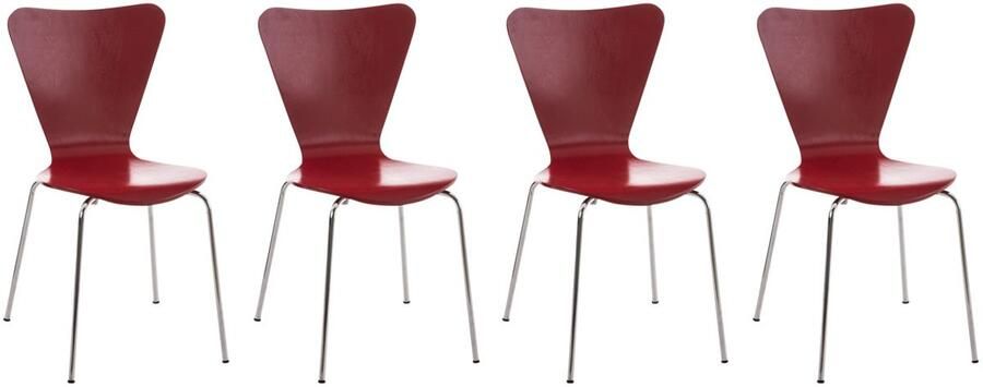 Bezoekersstoel Set 4x Gaststoel Ergonomisch Comfort Stapelbaar Design