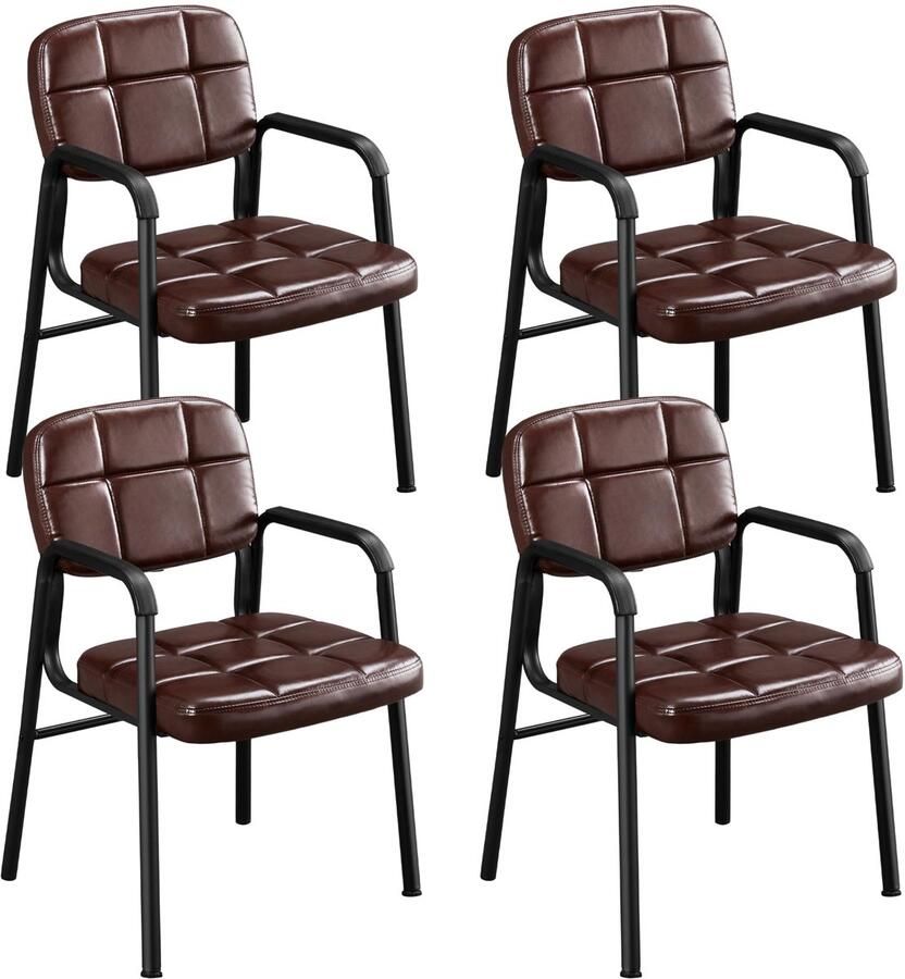 Bezoekersstoelen wachtkamerstoelen gastenstoelen met armleuning en rugleuning vergaderruimtestoelen woonkamerstoel gestoffeerde stoel eetkamerstoel kunstleer voor woonkamer 4 stuks