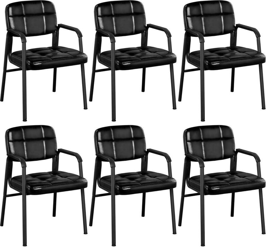 Eetkamerstoelen keukenstoelen met armleuningen 2 stuks gestoffeerde stoel voor wachtkamer bezoekersstoelen met hoogwaardige bekleding en kunstleren bekleding voor