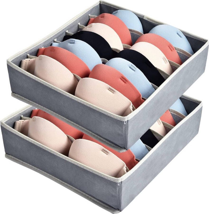 BH-organizer opbergdoos 7 vakken opvouwbare lade-organizer voor beha 2 stuks kledingkast lade verdeler ondergoed organizer voor het bewaren van beha's sokken en stropdassen