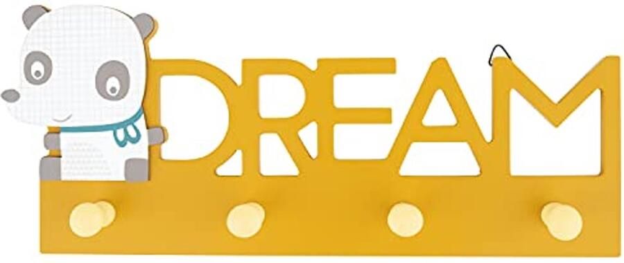 Bieco Kinderdroomgarderobe Kindergarderobe hout Kapstokhaken Wandkapstok hout Kledinghaak kinderen Kinderkapstok 30 cm 4 kapstokhaken Kapstok houten wandhaak