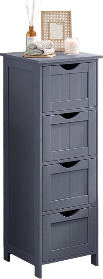 Rootz Living Rootz Bijzetkast met 4 Laden Nachtkastje Opbergkist Eiken Afwerking 50cm x 40cm x 80cm