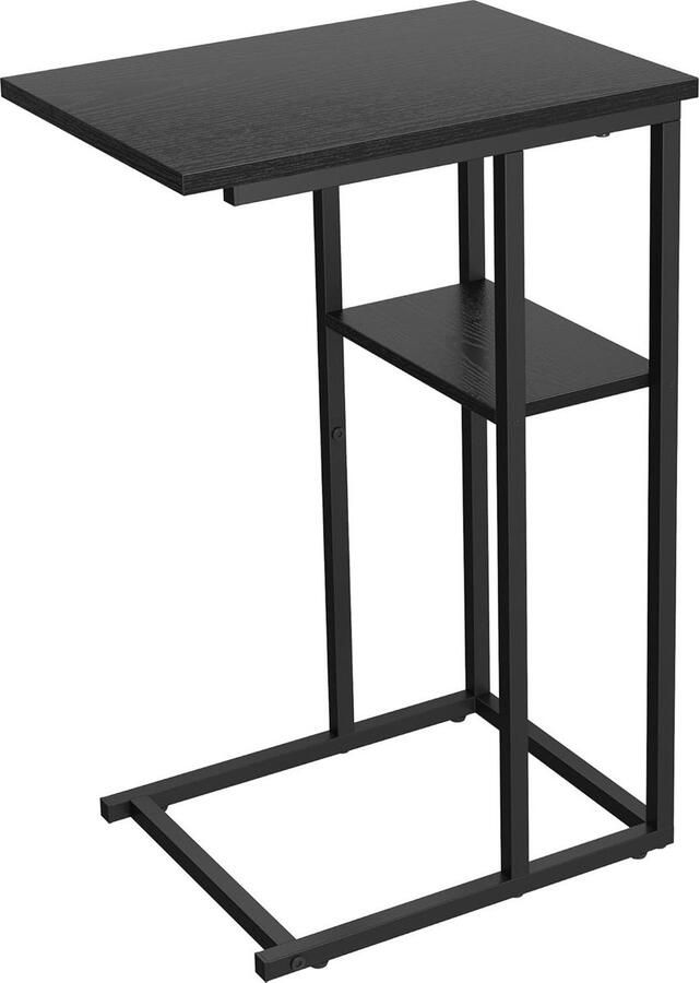 Bijzettafel 2-laags kleine bijzettafels glijbaan onder slaapbank klein tv-dienblad nachtkastje voor kleine ruimtes woonkamer slaapkamer zwart