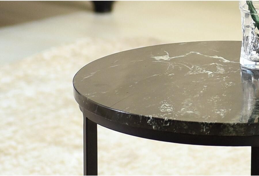 Stozy Bijzettafel Ø 40 cm Rumi Marmer Zwart