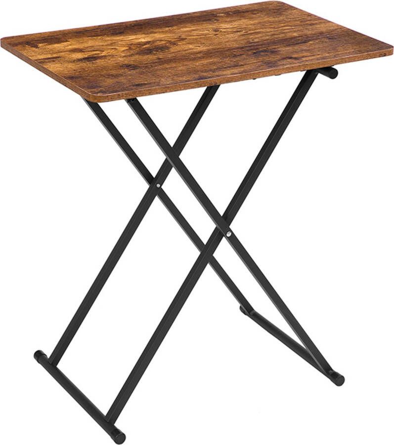 Bijzettafel 60 x 40 x 60 bruin Laptoptafel Nachtkastje hout Bedtafel Badplank salontafel kleine koffietafel met verstelbare voeten nachtkastje voor kleine ruimtes industrieel ontwerp woonkamer metalen frame donkerbruin