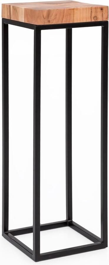 Rootz Living Rootz Bijzettafel Acaciahout Hoge metalen bijzettafel in industriële stijl 30x97x30cm