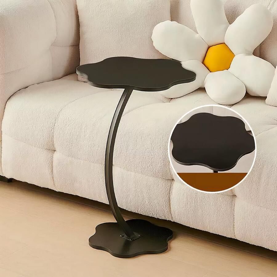 Bijzettafel bloemvormig Laptoptafel Tafeltje Banktafel Bedtafel Laptop desk Koffietafel Zwart