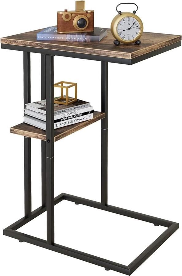 Retadou Bijzettafel C-vorm bank bijzettafels koffietafel kleine tafel sofa tafel bijzettafels bed zijtafel bijzettafels bank salontafel kleine laptoptafels banktafel houtachtigheid bruin