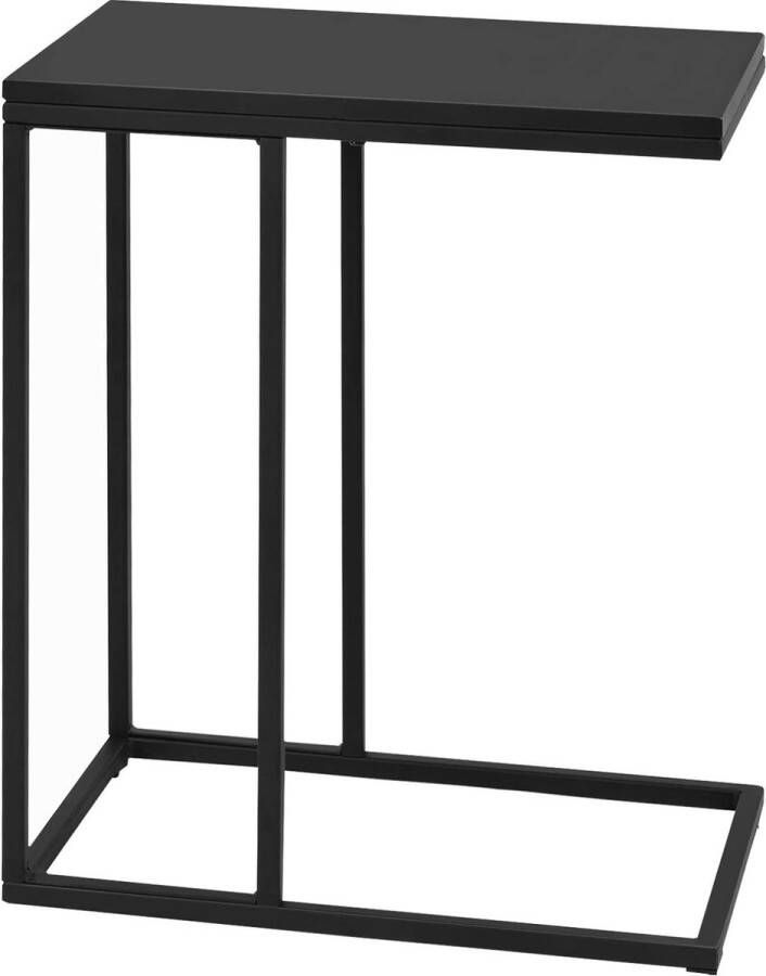 Bijzettafel C-vorm koffietafel salontafel met metalen frame laptoptafel voor koffie en laptop zwart 48 x 28 x 59 cm