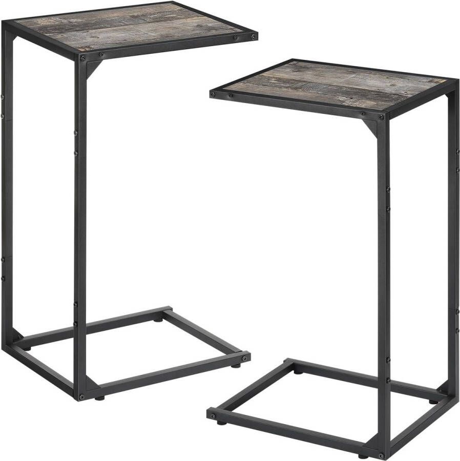 Bijzettafel C-vormige salontafel banktafel nachtkastje laptoptafel metalen frame houten blad 40 x 30 x 70 cm