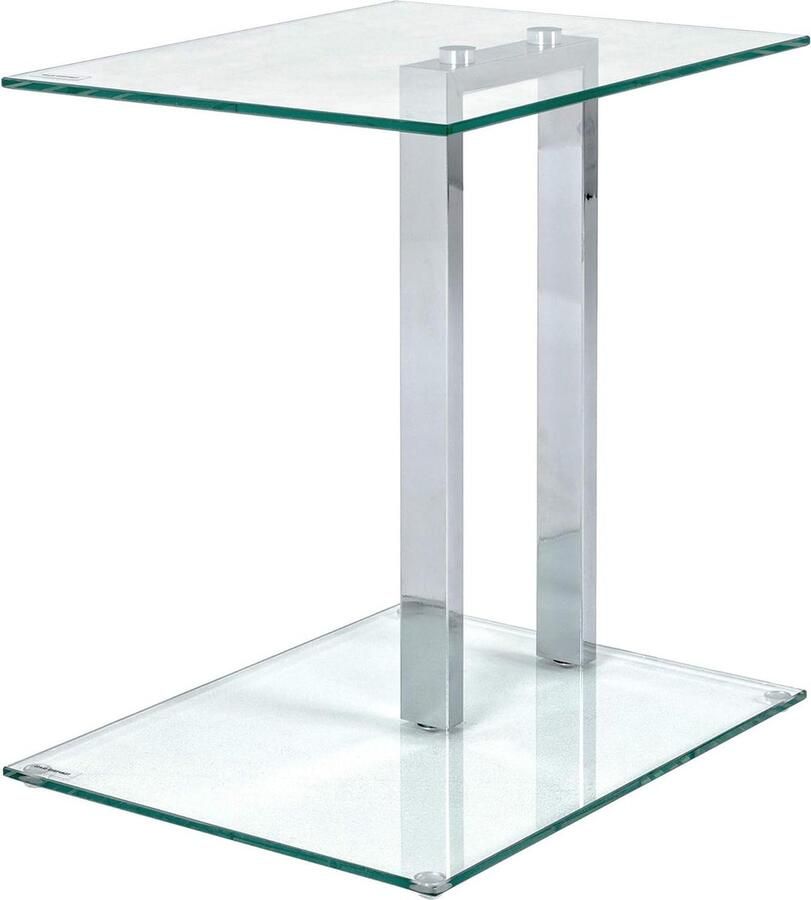 HAKU Möbel Bijzettafel Chroom Modern 1 stuk Veiligheidsglas B 45 cm x H 50 cm x D 35 cm
