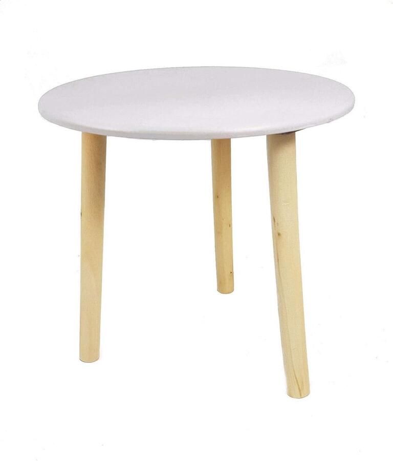 Bijzettafel Decoratieve houten tafel 30 x 30 cm witte kleur kleine salontafel-banktafel bloemenkruk