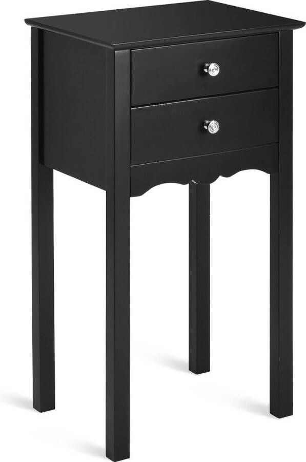 Bijzettafel dessert met 2 laden nachtkastje bijzetkast met kantelbeveiliging nachtconsole gangcommode gangtafel voor slaapkamer woonkamer entree zwart