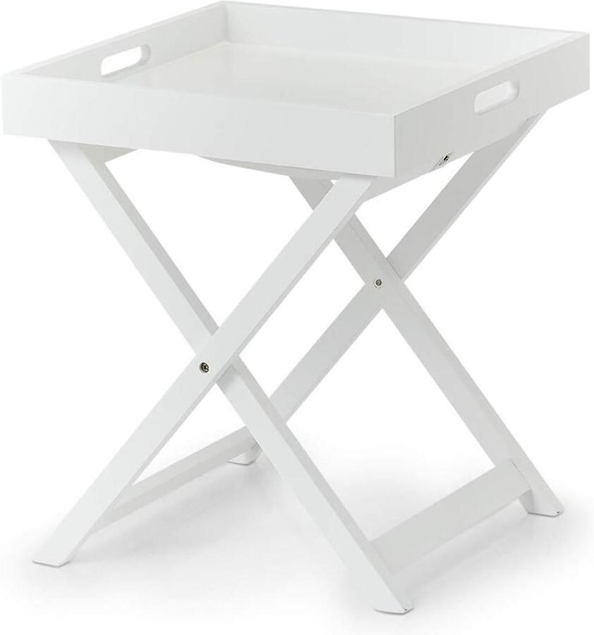 Bijzettafel dienblad MDF wit 40 x 40 x 45 cm stijlvolle toevoeging