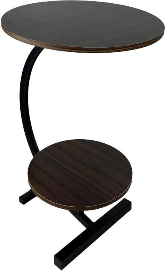 Ceruzo Bijzettafel Dubbel Tafelblad Rond 30 en 40 cm koffietafel -Banktafel Sfeer Tafel -Bruin