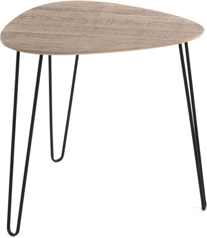 Stunq Moderne zwarte bijzettafel met eikenlook en metalen frame voor elk interieur eikenhout tafel 48 x 48 x 48 cm