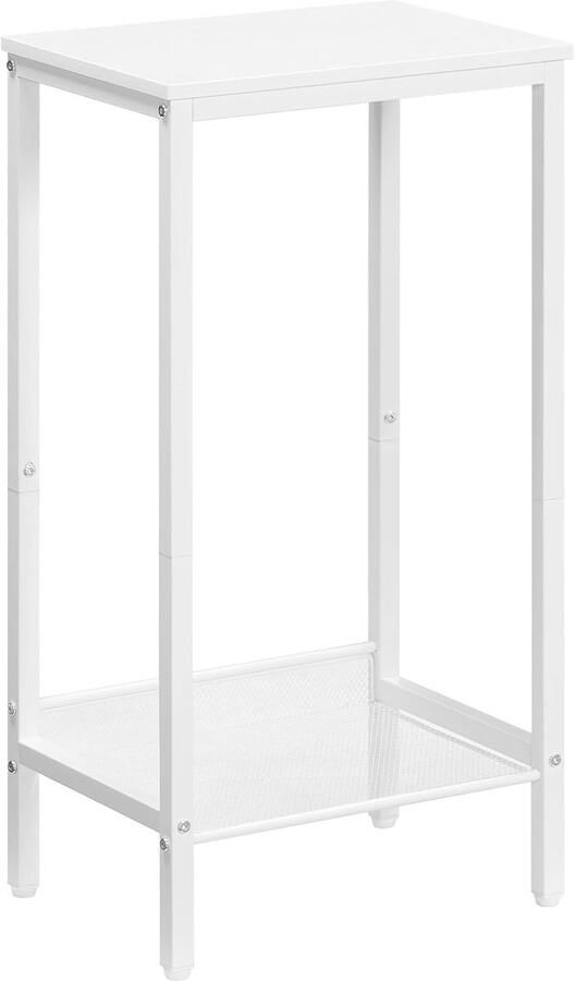 Retadou Bijzettafel hoog telefoontafel met verstelbare netplank smal nachtkastje banktafel 38 x 28 x 73 5 cm voor kantoorhal woonkamer industrieel design wit