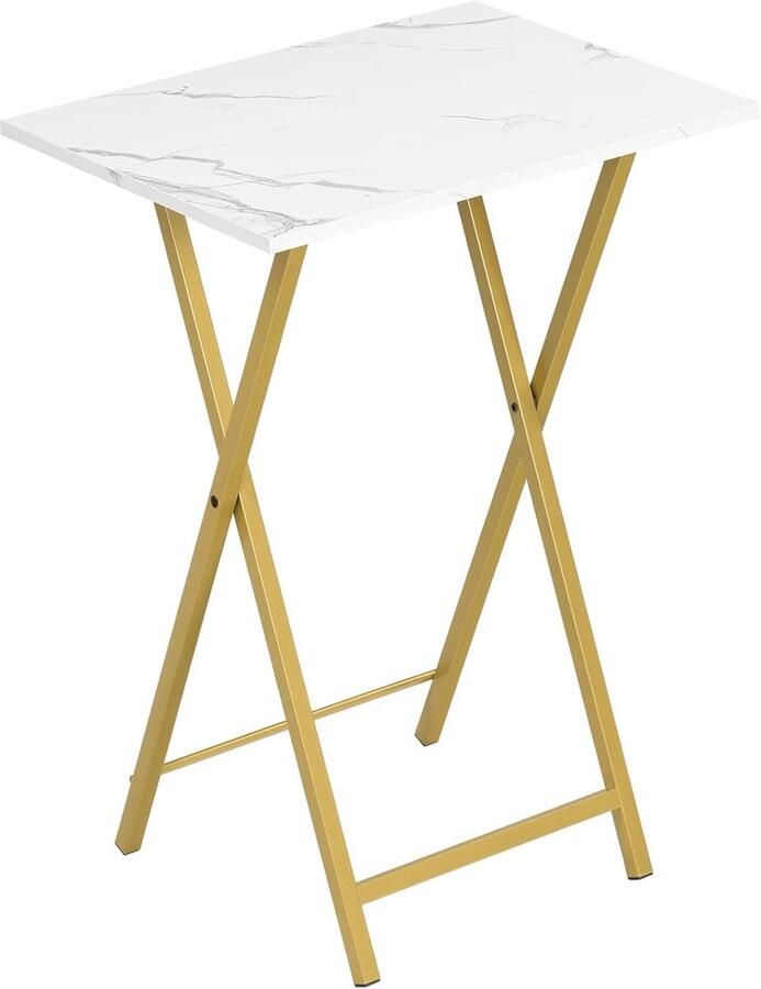 Bijzettafel inklapbaar – Compact en Stijlvol Marmer & Goud Ideaal voor Kleine Ruimtes