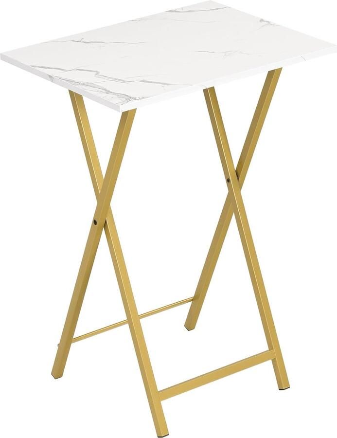 Bijzettafel klaptafel bankpunt voor kleine ruimtes tafelblad eenvoudig te monteren en op te bergen ideaal voor snacks en maaltijden salontafel voor woonkamer marmer en goud