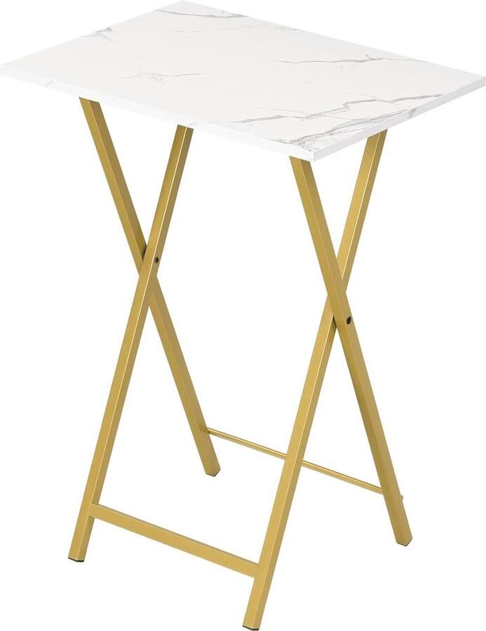 Bijzettafel klaptafel ideaal voor kleine ruimtes marmer en goud EDM15BZ01