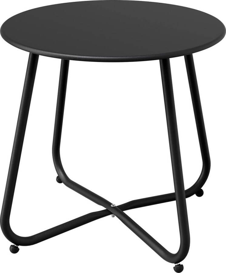 Bijzettafel kleine banktafel licht stabiel eenvoudige montage ronde koffietafel ideaal voor buiten woonkamer slaapkamer kantoor (zwart)