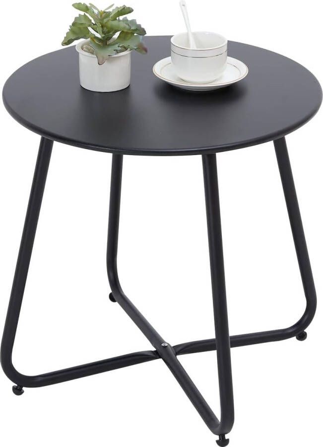 Bijzettafel kleine bijzettafel metaal ronde tuinbijzettafel salontafel en koffietafel met verstelbare tafelpoten (zwart Ø 45 x 45 cm)